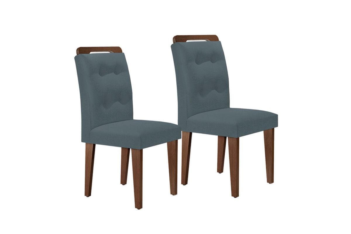 Sala de Jantar Completa Alvorada Tampo Madeirado c/ Vidro Canto Reto 180x90cm e 6 Cadeiras Imperatriz - Rufato