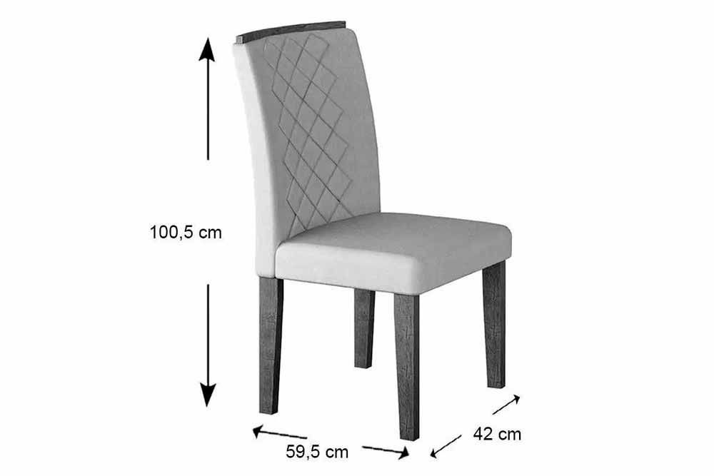 Sala de Jantar Completa Alvorada c/ Tampo Madeirado Canto Reto 180x90cm e 6 Cadeiras Jade - Rufato