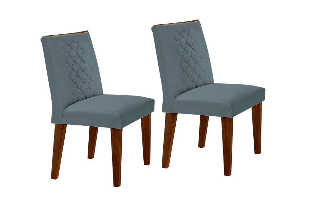 Sala de Jantar Completa Alvorada Tampo Madeirado c/ Vidro Canto Reto 180x90cm e 6 Cadeiras Jade - Rufato