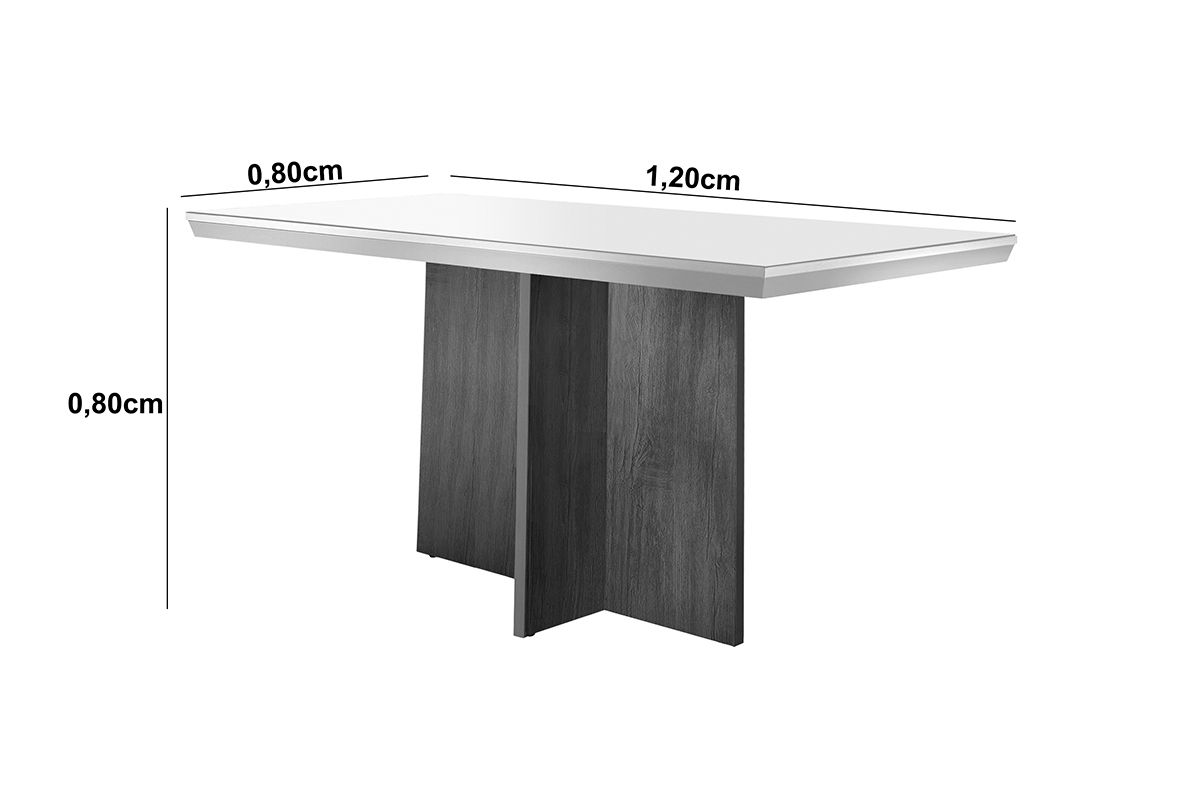 Sala de Jantar Completa Berlim c/ Tampo Madeirado c/ Vidro Canto Curvo 120x80cm e 4 Cadeiras Imperatriz - Rufato