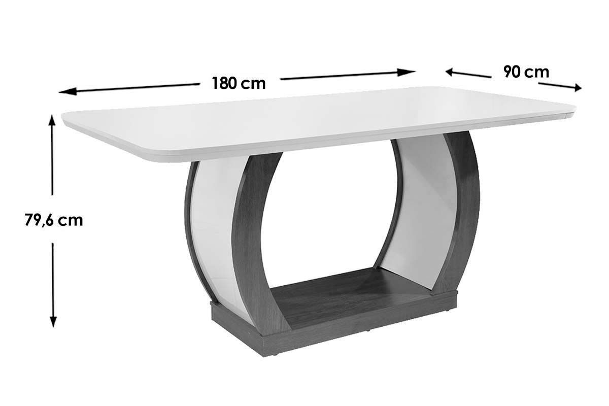 Sala Jantar Mesa Jade Tampo Madeirado c/ Vidro Canto Curvo 180x90 e 6 Cadeiras Londrina - Rufato