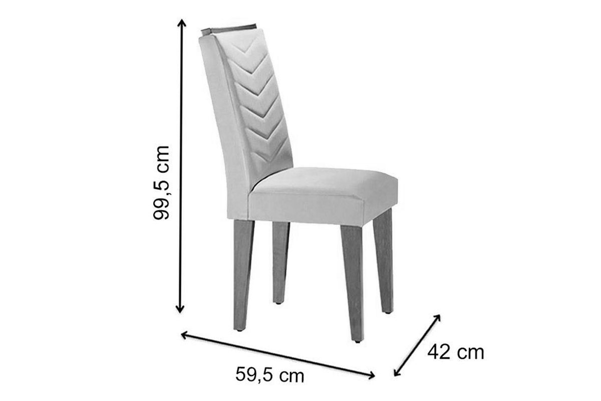 Sala Jantar Mesa Jade Tampo Madeirado c/ Vidro Canto Curvo 180x90 e 6 Cadeiras Londrina - Rufato