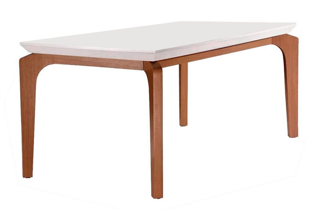 Sala Jantar Mesa Londrina c/ Tampo Madeirado Canto Reto 180x90cm e 6 cadeiras Amsterdã - Rufato