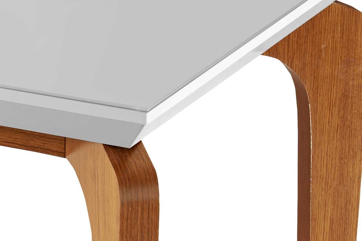 Sala Jantar Mesa Londrina c/ Tampo Madeirado c/ Vidro Canto Reto 180x90cm e 6 cadeiras Jade - Rufato