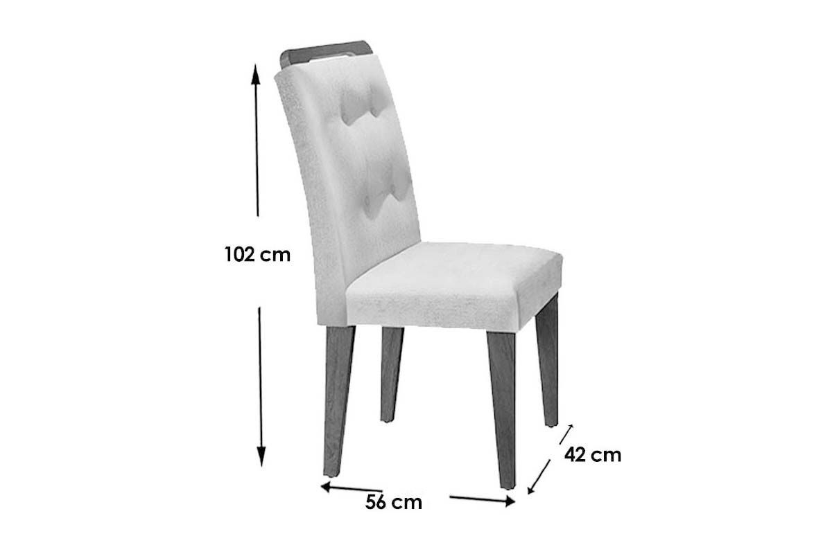 Sala Jantar Mesa Londrina c/ Tampo Madeirado c/ Vidro Canto Curvo 180x90cm e 6 cadeiras Imperatriz - Rufato