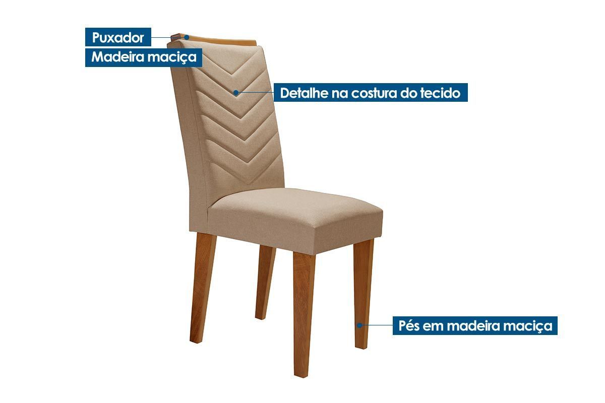 Sala Jantar Mesa Londrina c/ Tampo Madeirado Canto Reto 180x90cm e 6 cadeiras Londrina - Rufato