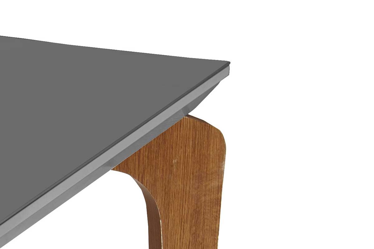 Sala Jantar Mesa Londrina c/ Tampo Madeirado c/ Vidro Canto Reto 120x80cm e 4 cadeiras Jade - Rufato