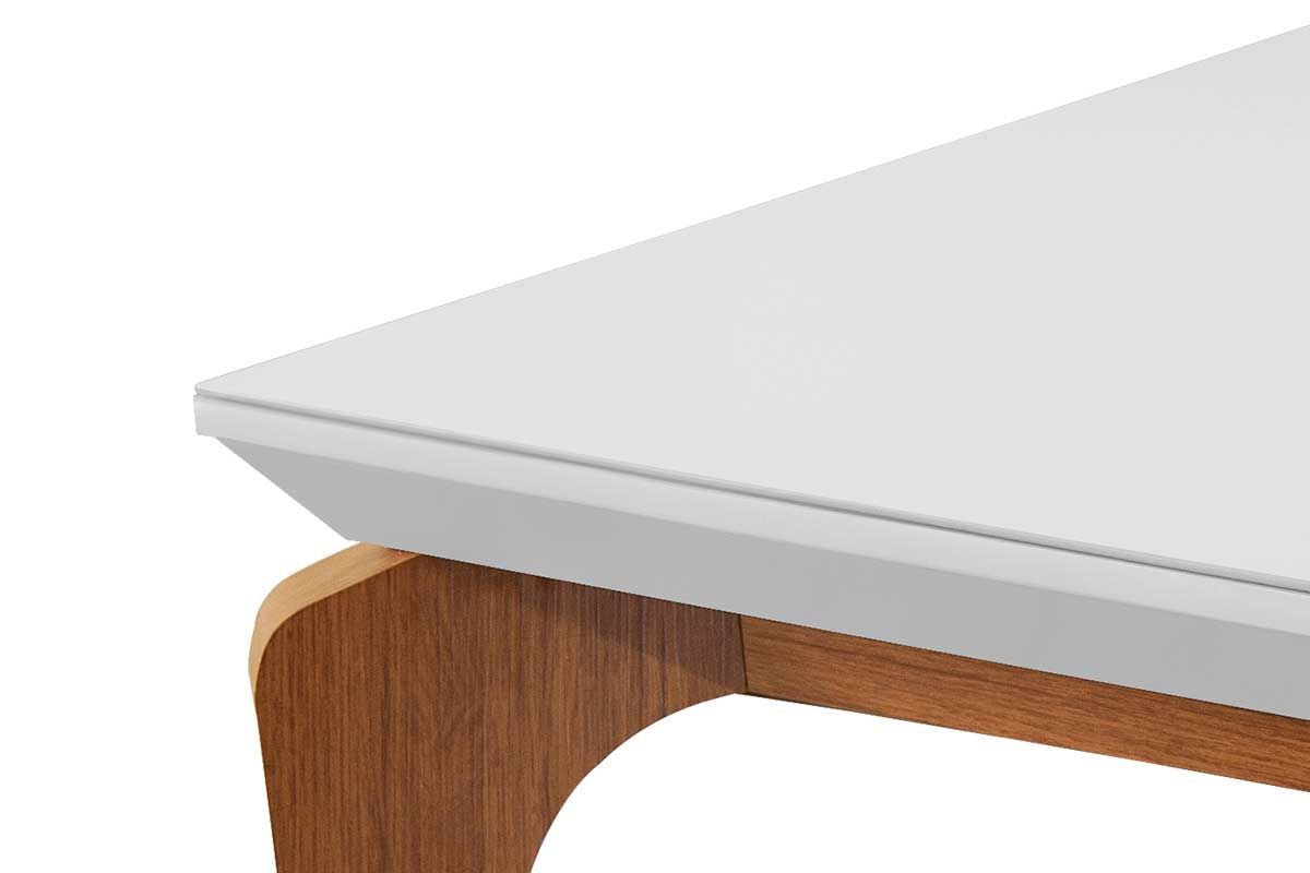 Sala Jantar Mesa Londrina c/ Tampo Madeirado c/ Vidro Canto Reto 120x80cm e 4 cadeiras Jade - Rufato