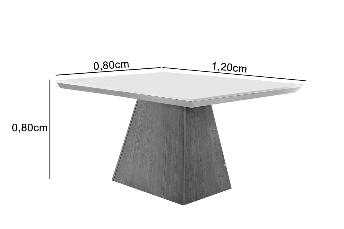 Sala de Jantar Completa Luna c/ Tampo Madeirado c/ Vidro Canto Curvo 120x80cm e 4 cadeiras Jade - Rufato