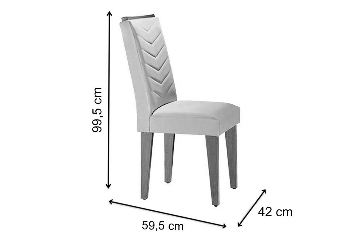 Sala Jantar Mesa Luna c/ Tampo Madeirado Vidro Canto Curvo 120x80cm e 4 cadeiras Londrina - Rufato