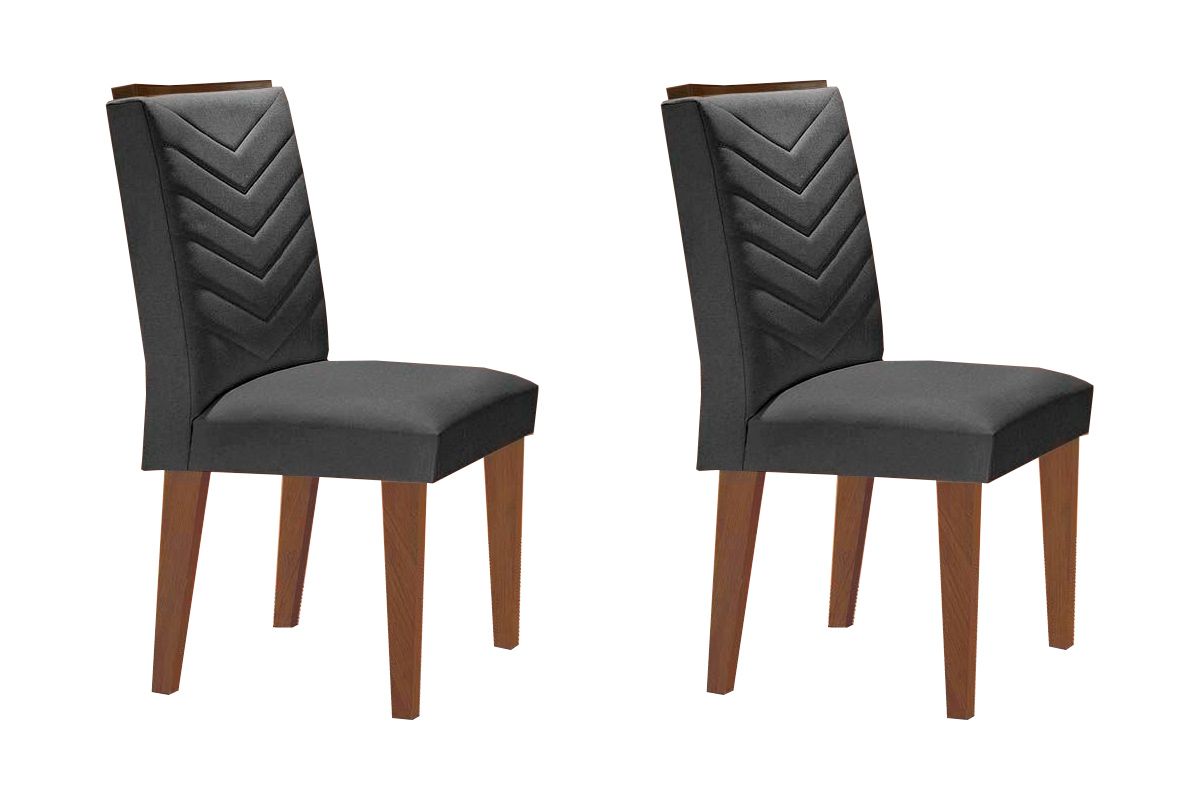 Sala Jantar Mesa Luna c/ Tampo Madeirado c/ Vidro Canto Curvo 120x80cm e 4 cadeiras Londrina - Rufato