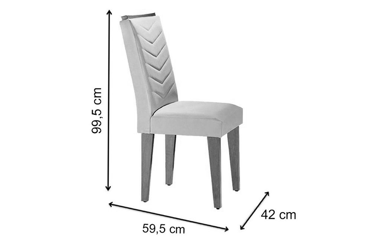 Sala Jantar Mesa Luna c/ Tampo de Vidro Canto Curvo 180x90cm e 6 cadeiras Londrina - Rufato