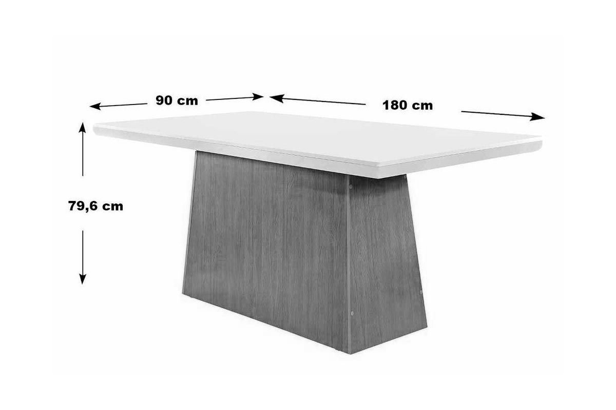 Sala de Jantar Completa Luna c/ Tampo de Vidro Canto Curvo 180x90cm e 6 cadeiras Jade - Rufato