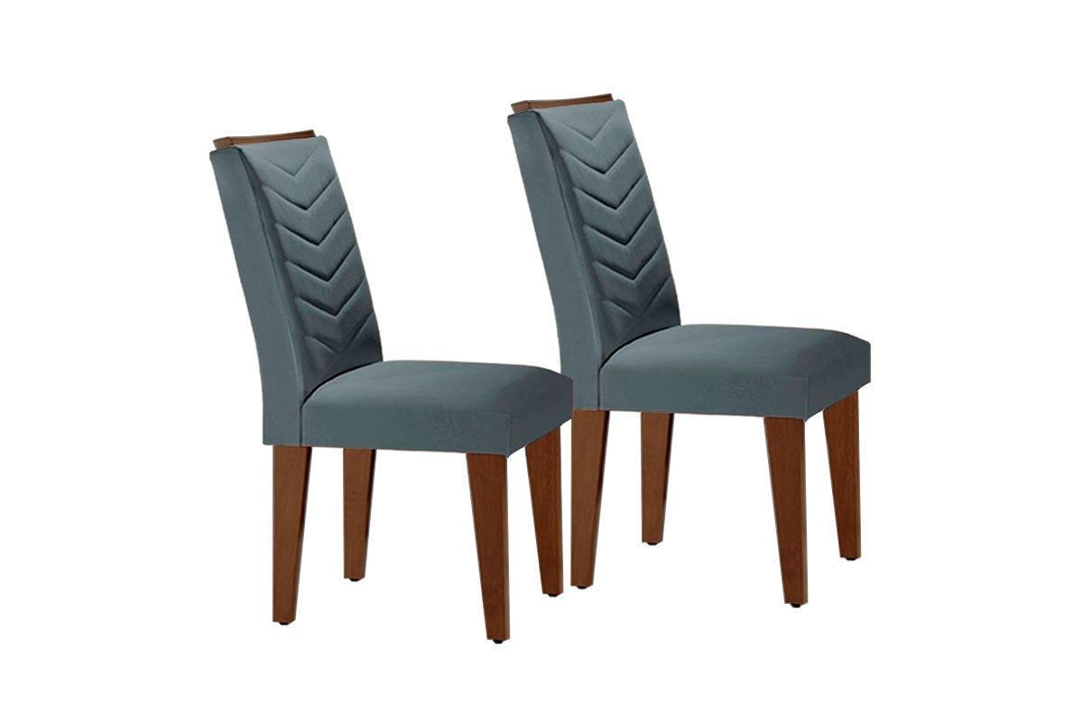 Sala Jantar Mesa Luna c/ Tampo de Vidro Canto Curvo 180x90cm e 6 cadeiras Londrina - Rufato