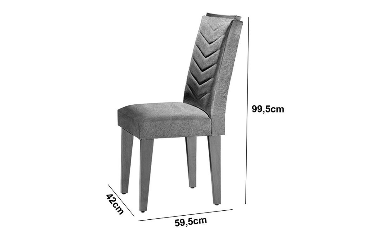 Sala Jantar Mesa Luna c/ Tampo de Vidro Canto Curvo 180x90cm e 6 cadeiras Londrina - Rufato