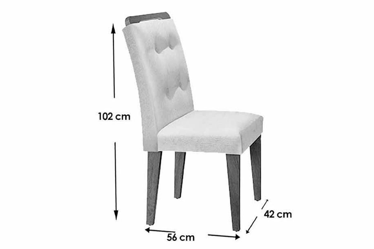 Sala de Jantar Completa Luna c/ Tampo Madeirado c/ Vidro Canto Curvo 90x90cm e 4 cadeiras Imperatriz - Rufato