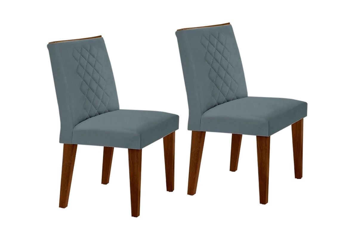 Sala de Jantar Completa Luna c/ Tampo Madeirado c/ Vidro Canto Curvo 90x90cm e 4 cadeiras Jade - Rufato