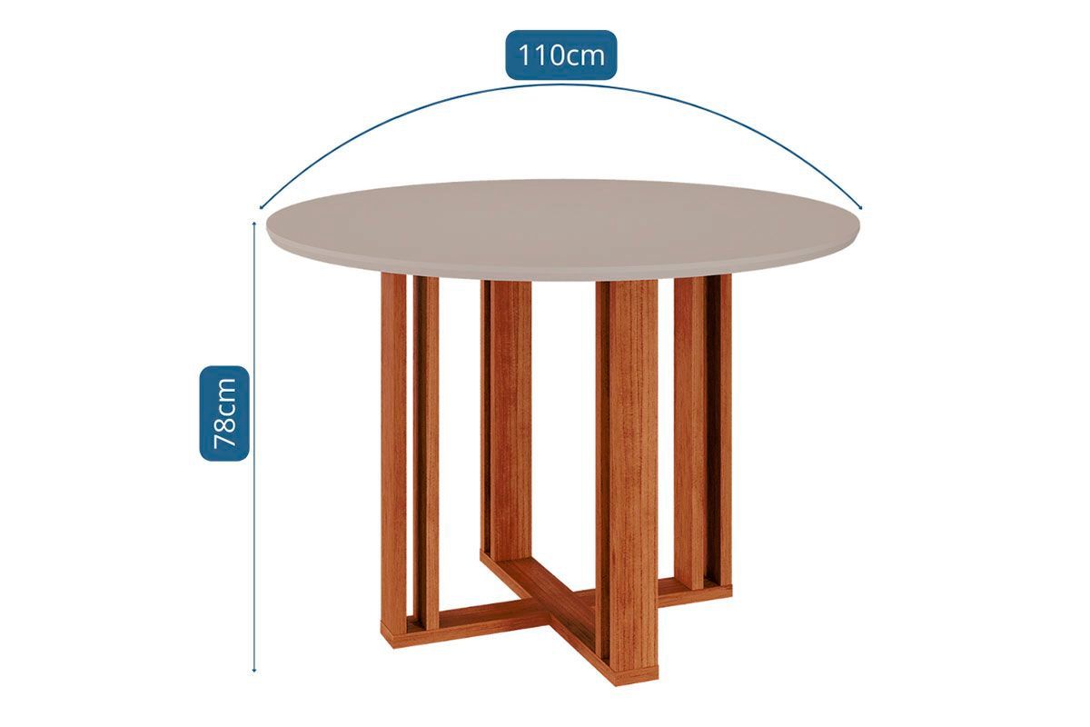 Sala Jantar Mesa Flora c/ Tampo Madeirado c/ Vidro 109cm e 4 Cadeiras Clarice - Cimol