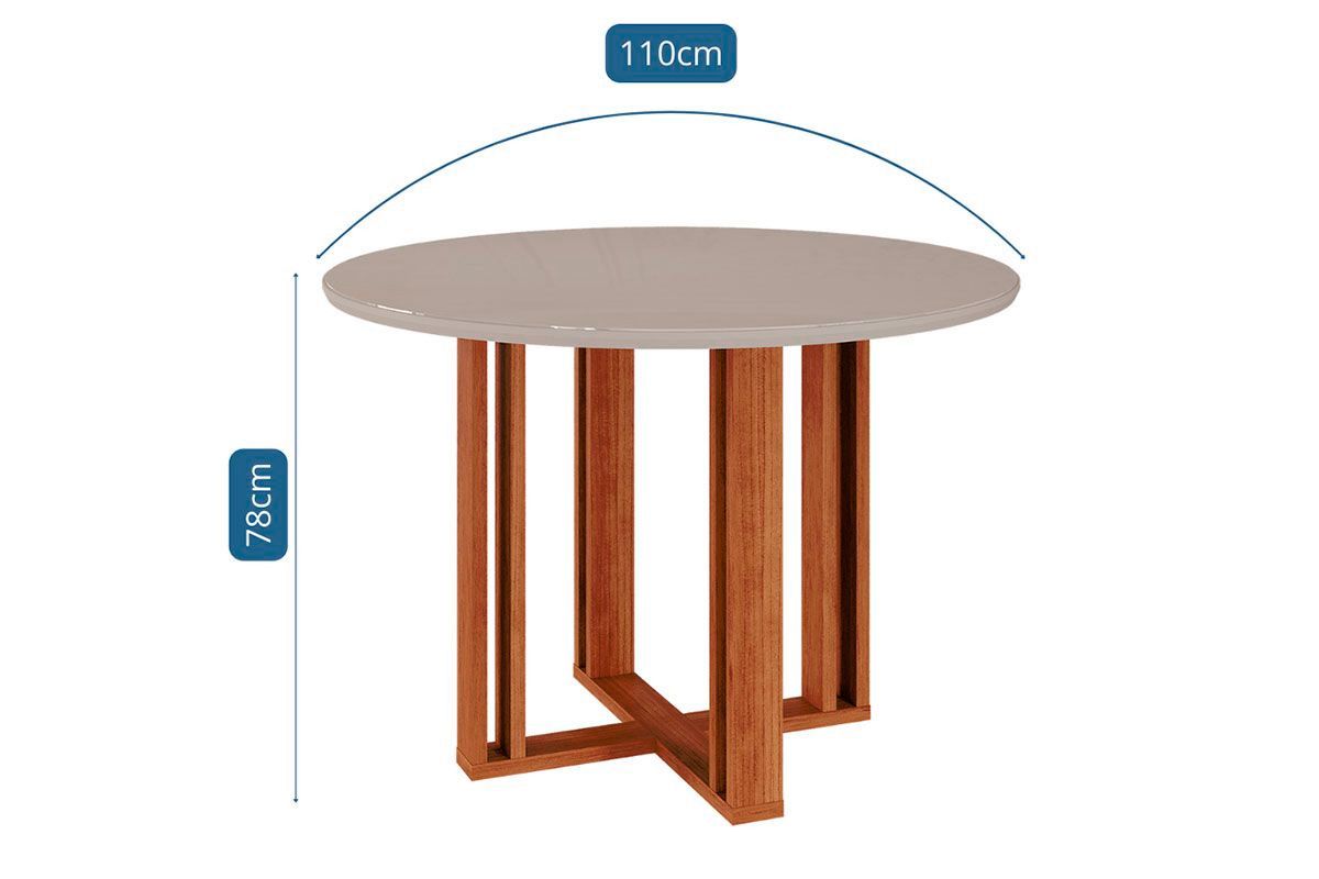 Sala Jantar Mesa Flora c/ Tampo Madeirado c/ Vidro 109cm e 4 Cadeiras Nicole - Cimol