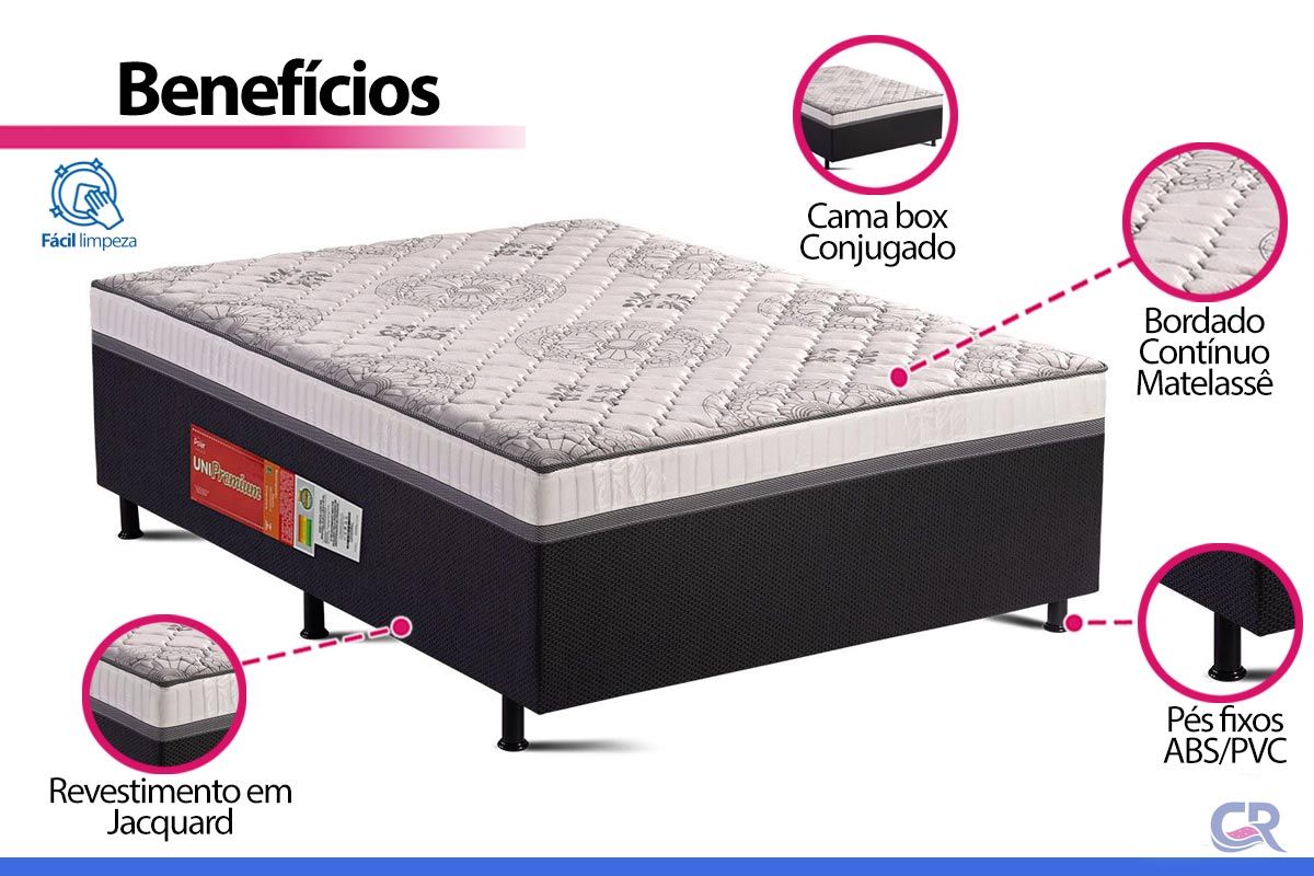Cama Box Conjugado c/Colchão Unipremium New Polar