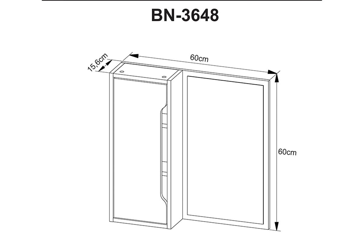 Conjunto Banheiro Balcão Suspenso BN3646 e Balcão c/Rodízios BN3647 60cm e Armário c/Espelho BN3648 60cm Tecno Mobili