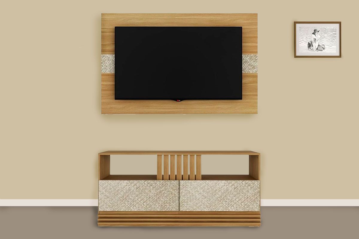 Rack Bancada c/ Painel p/ TV até 50 Pol PA2913/R1479 2 Gavetas 136x88cm - Tecno Mobili