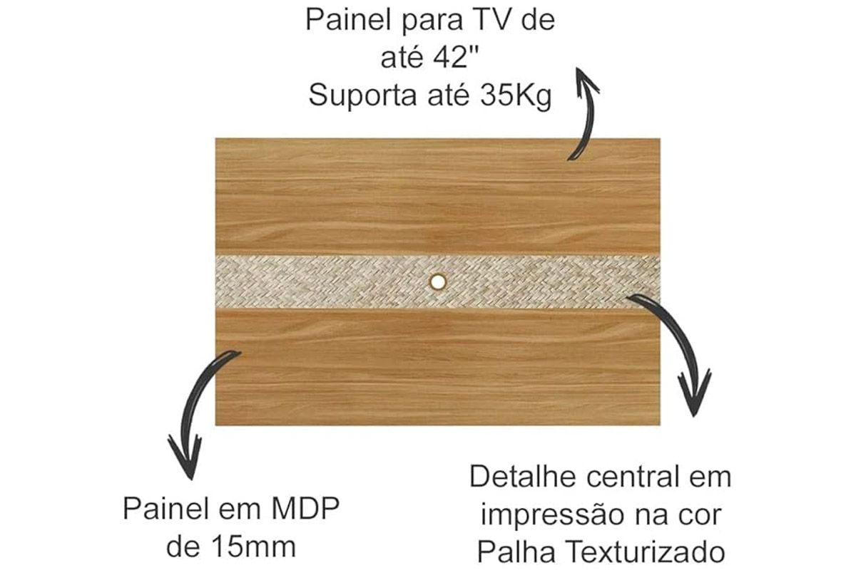 Rack Bancada c/ Painel p/ TV até 50 Pol PA2913/R1479 2 Gavetas 136x88cm - Tecno Mobili
