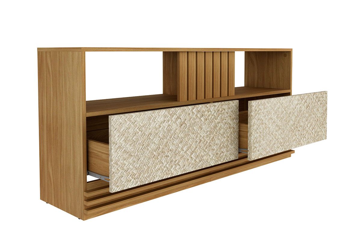 Rack Bancada c/ Painel p/ TV até 50 Pol PA2913/R1479 2 Gavetas 136x88cm - Tecno Mobili