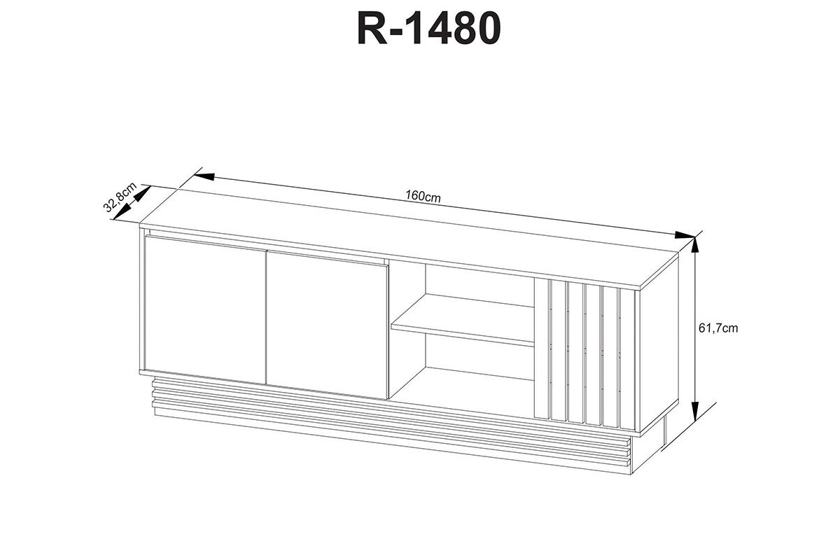 Rack Bancada c/ Painel p/ TV até 65 Pol PA2914/R1480 Ripado 2 Portas 160x102cm - Tecno Mobili