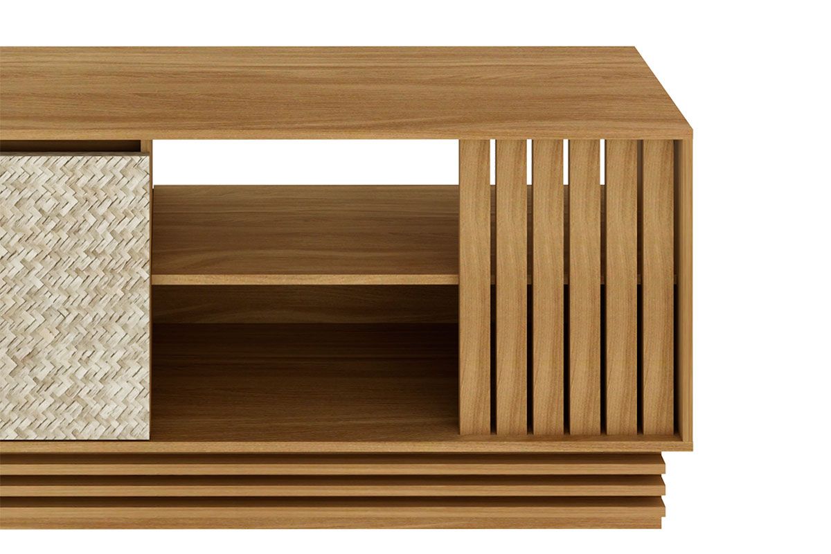 Rack Bancada c/ Painel p/ TV até 65 Pol PA2914/R1480 Ripado 2 Portas 160x102cm - Tecno Mobili