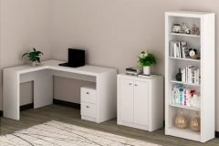 Escritório Completo (1 Mesa de Canto p/ Escritório ME4129 + 1 Balcão ME4103 + 1 Estante ME4104) 3 Peças - Tecno Mobili
