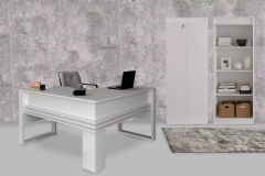Escritório Completo (1 Mesa de Canto p/ Escritório ME4145 + 1 Estante ME4150 + 1 Armário ME4151) 3 Peças - Tecno Mobili