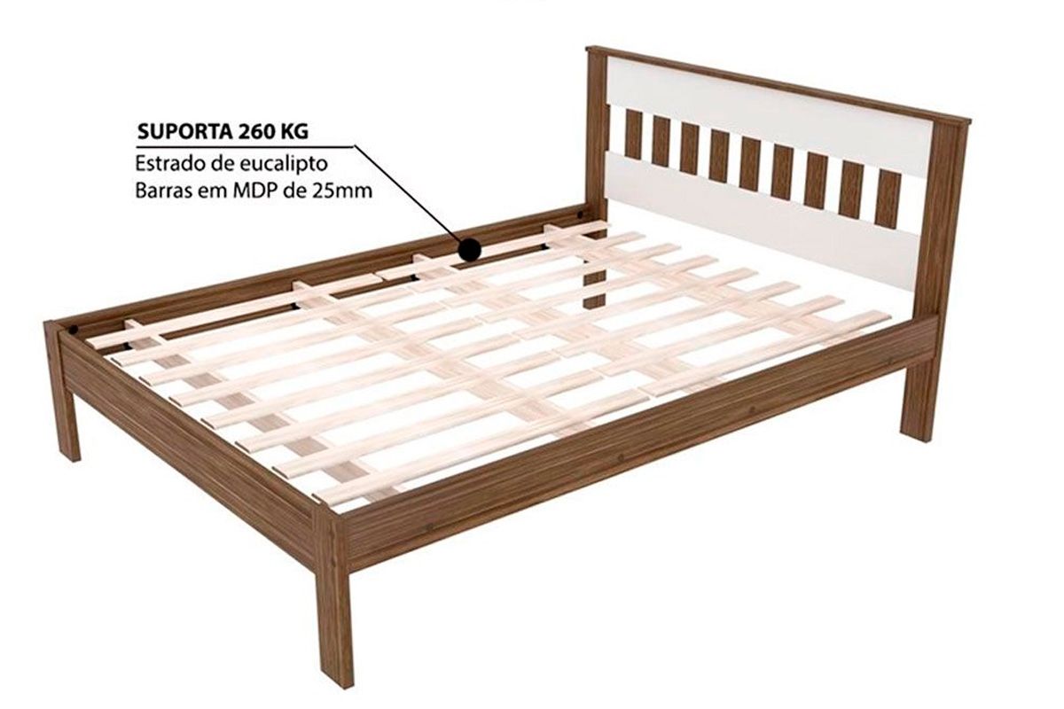 Quarto Casal Completo 4 Peças (Mesa Cabeceira AZ1016 + Cama de CM8007 + Cabideiro AZ1019) - Tecno Mobili