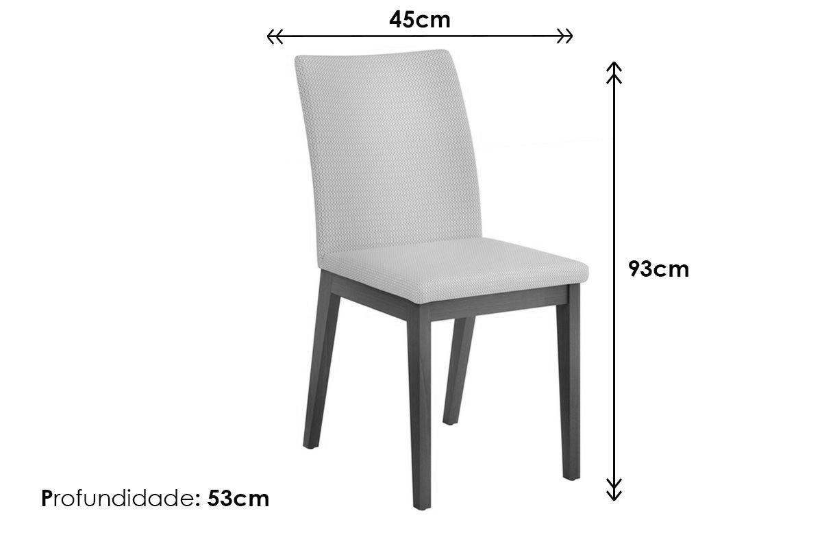 Sala de Jantar Completa Canes c/ Tampo Madeirado c/ Vidro Curvo 170x90cm e 6 Cadeiras Vitória - DJ Móveis