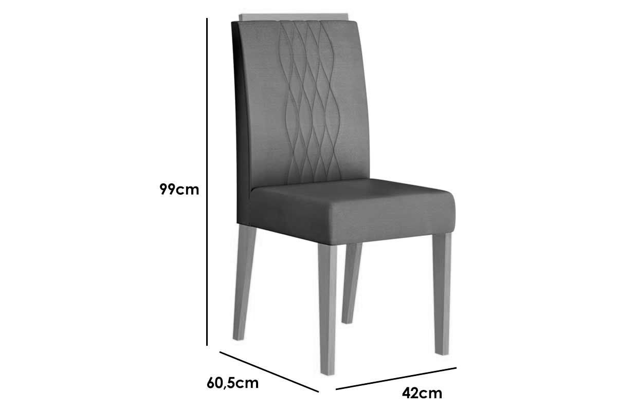 Sala Jantar Mesa Celeste c/ Tampo Madeirado c/ Vidro Curvo 120x90cm e 4 Cadeiras Lia - DJ Móveis