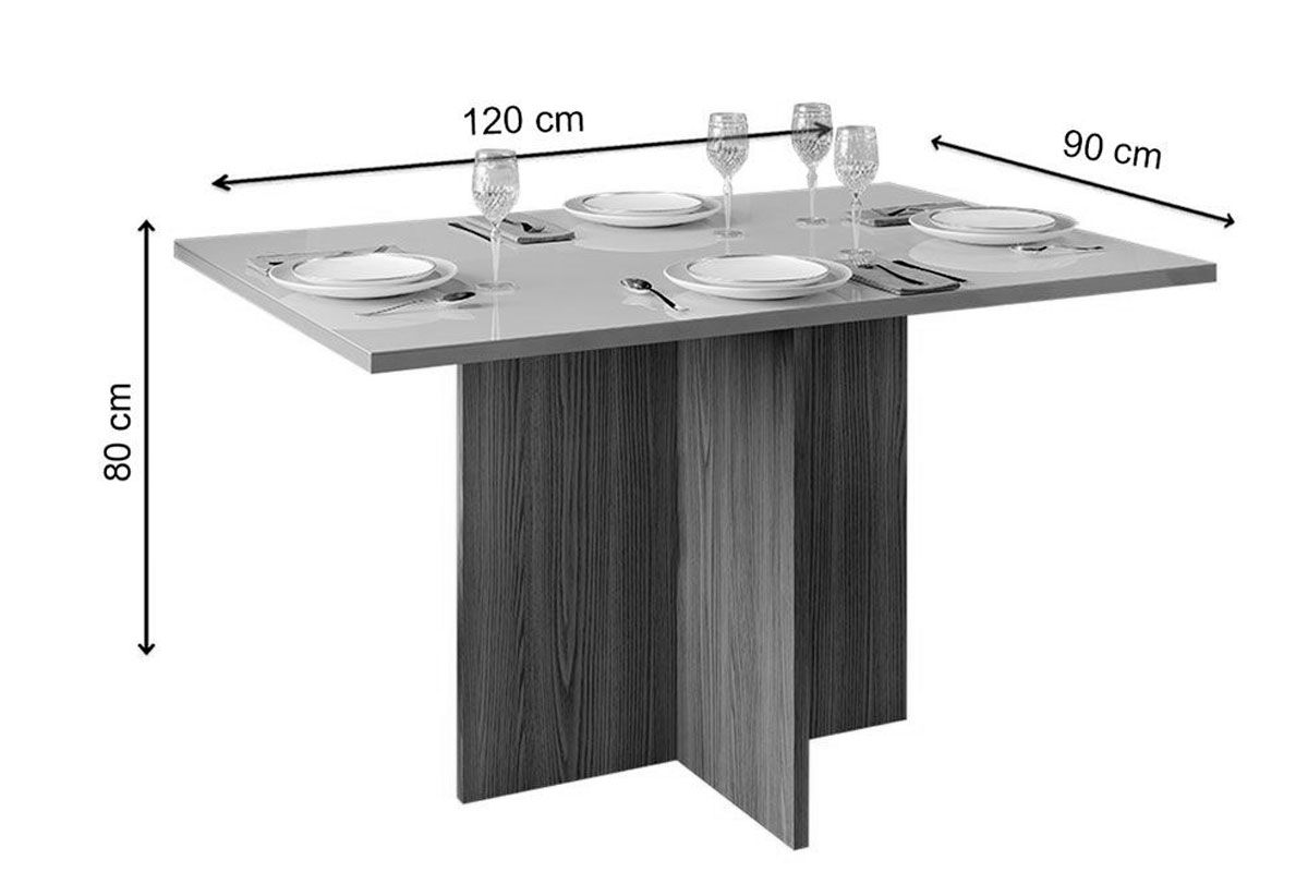 Sala de Jantar Completa Hera c/ Tampo Madeirado c/ Vidro Reto 120x90cm e 4 Cadeiras Lia - DJ Móveis
