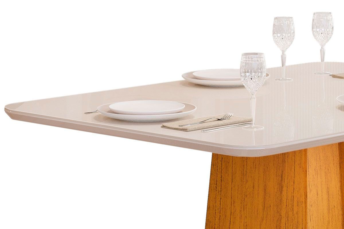 Sala Jantar Mesa Italia c/ Tampo Madeirado c/ Vidro 120x90cm e 4 Cadeiras Julia - DJ Móveis