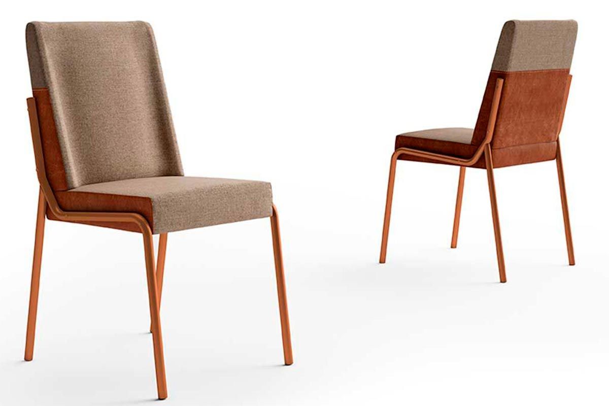 Sala Jantar Mesa Stellar 1598 Aço c/ Tampo Madeirado 120x80cm e 4 Cadeiras Hug - Carraro