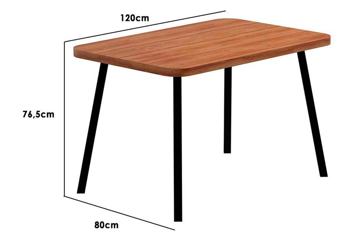 Sala Jantar Mesa Stellar 1598 Aço c/ Tampo Madeirado 120x80cm e 4 Cadeiras Hug - Carraro