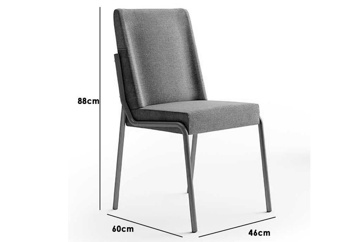 Sala Jantar Mesa Stellar 1597 Aço c/ Tampo Madeirado 160x90cm e 6 Cadeiras Hug - Carraro