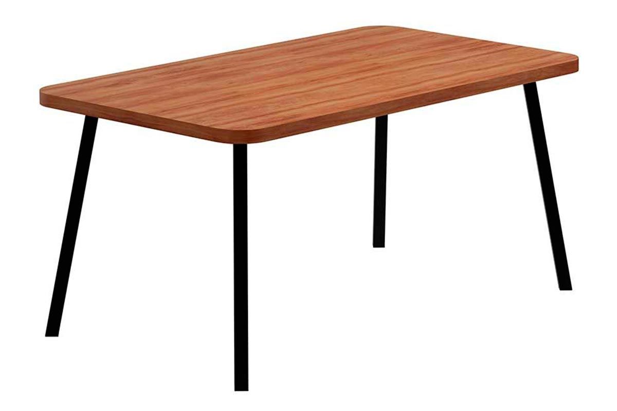 Sala Jantar Mesa Stellar 1597 Aço c/ Tampo Madeirado 160x90cm e 6 Cadeiras Hug - Carraro