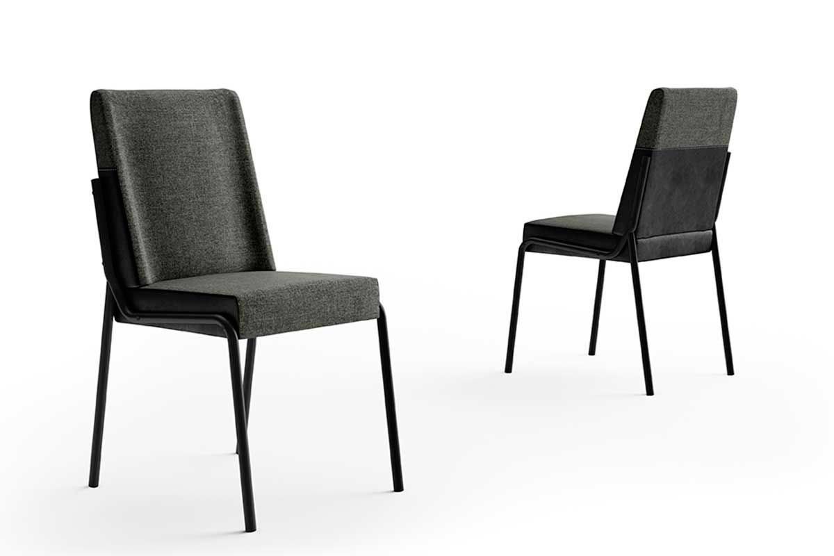 Sala Jantar Mesa Stellar 1597 Aço c/ Tampo Madeirado 160x90cm e 6 Cadeiras Hug - Carraro