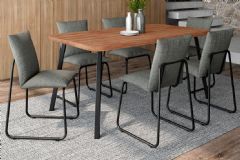 Sala de Jantar Completa Stellar 1597 Aço c/ Tampo Madeirado 160x90cm e 6 Cadeiras Soft - Carraro