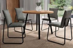 Sala Jantar Mesa Stellar 1599 Aço c/ Tampo Madeirado 100cm e 4 Cadeiras Soft - Carraro