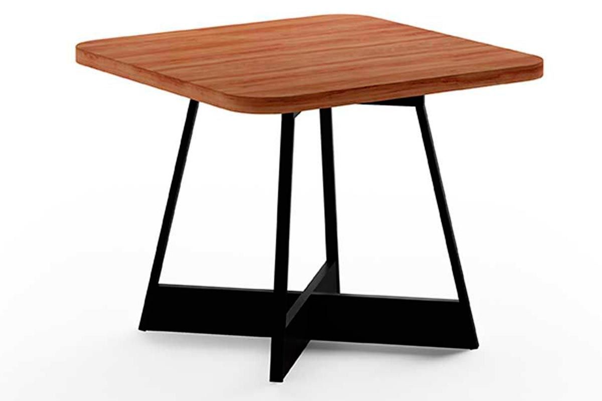 Sala de Jantar Completa Átria 1593 Aço c/ Tampo Madeirado 90x90cm e 4 Cadeiras Duo - Carraro