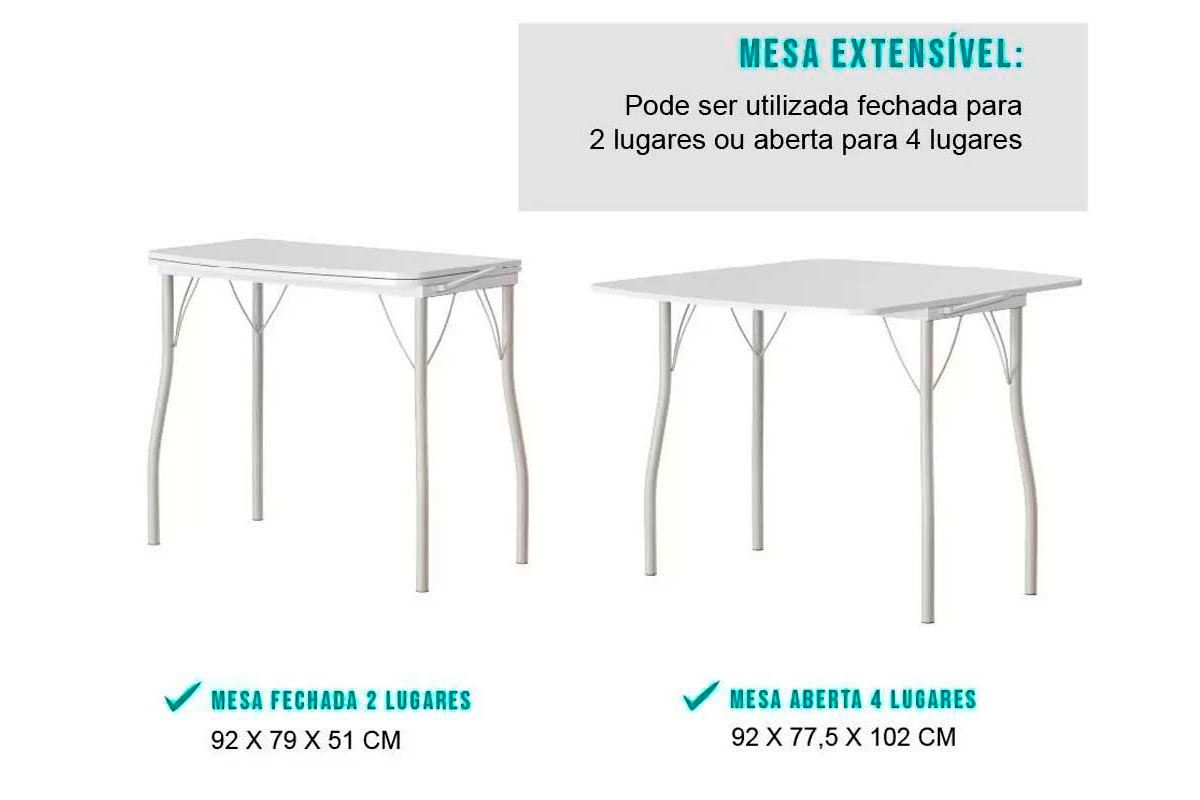 Sala de Jantar Completa Mesa Dobrável e 2 Banquetas 105 - Carraro