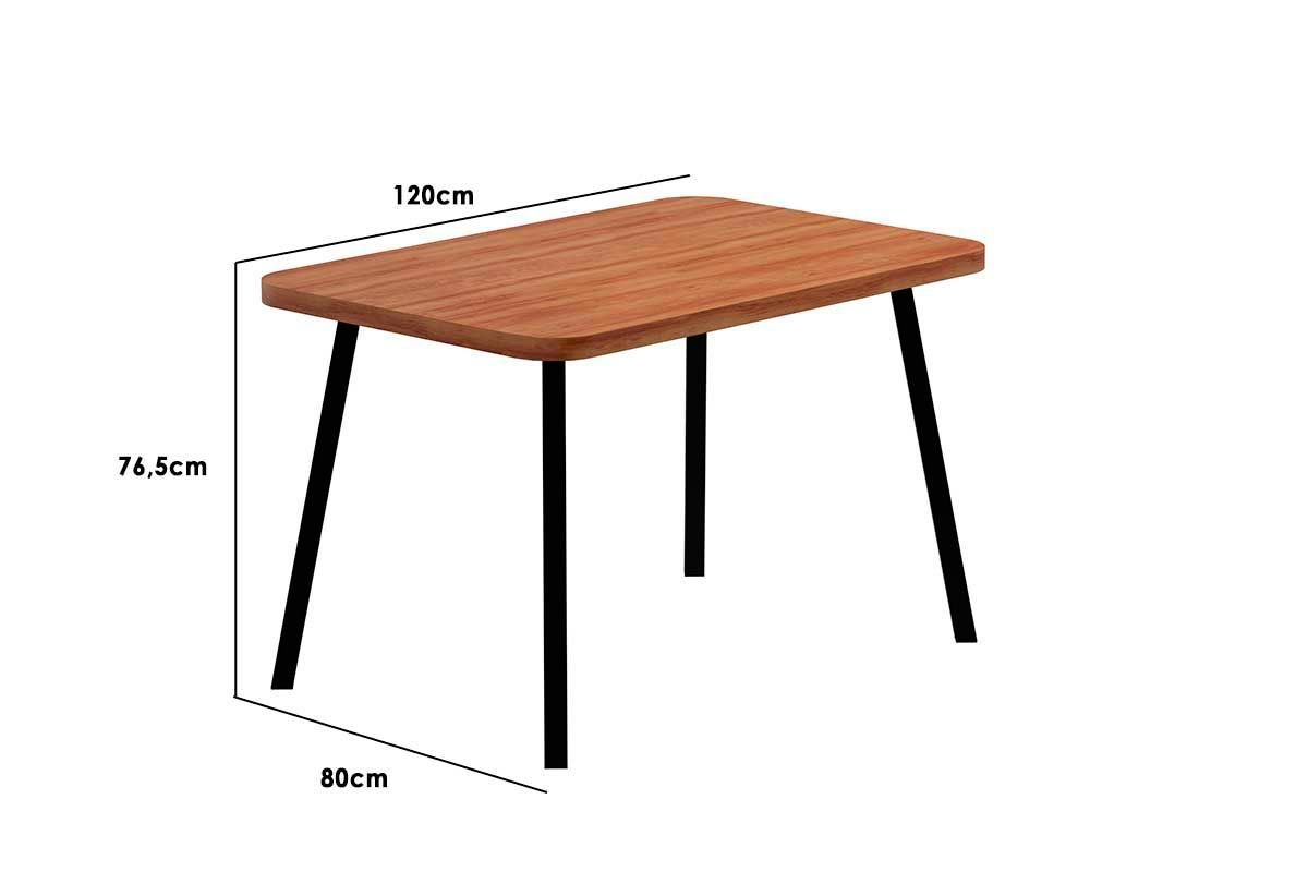 Sala Jantar Mesa Stellar 1598 Aço c/ Tampo Madeirado 120x80cm e 4 Cadeiras Soft - Carraro