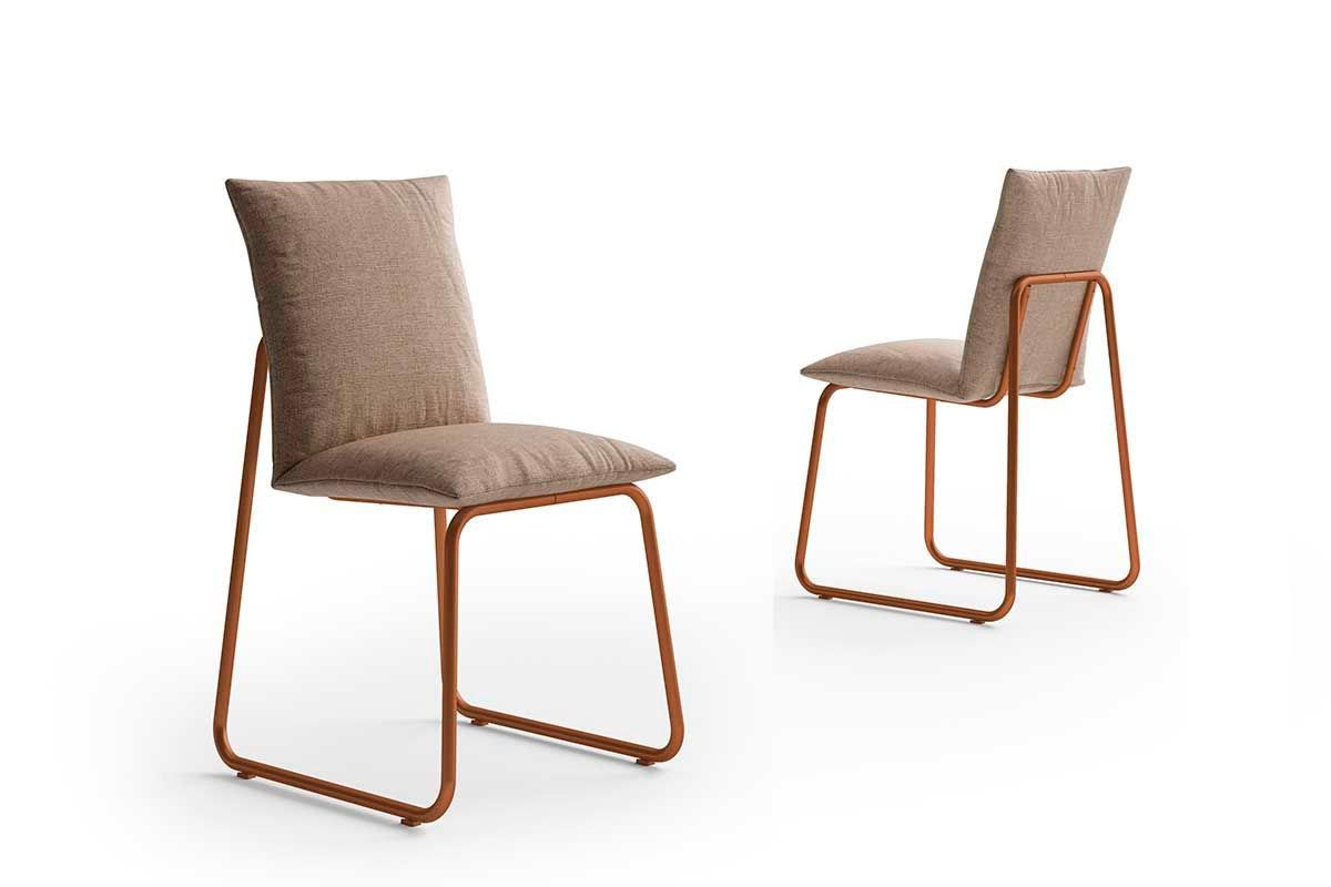 Sala Jantar Mesa Stellar 1598 Aço c/ Tampo Madeirado 120x80cm e 4 Cadeiras Soft - Carraro