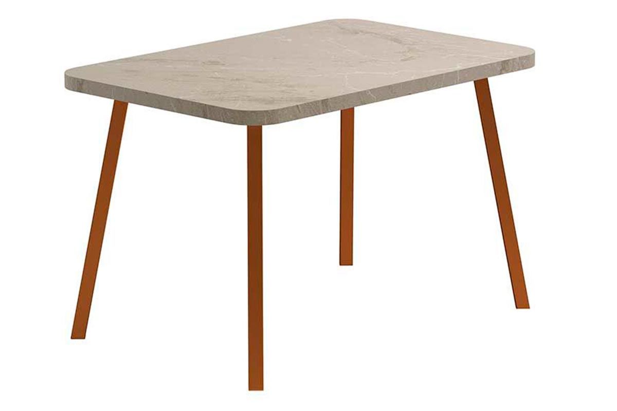 Sala Jantar Mesa Stellar 1598 Aço c/ Tampo Madeirado 120x80cm e 4 Cadeiras Soft - Carraro