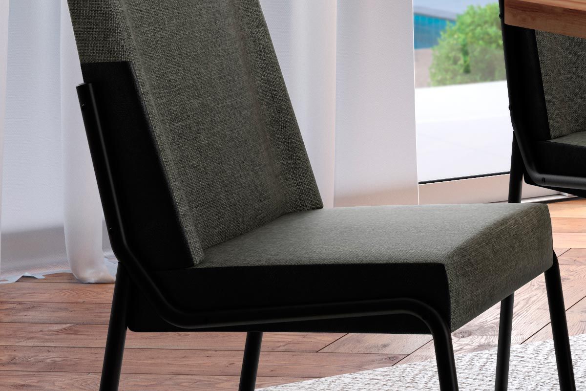 Sala de Jantar Completa Stellar 1598 Aço c/ Tampo Madeirado 120x80cm e 4 Cadeiras Duo - Carraro